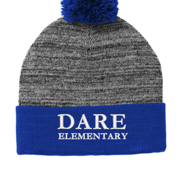 PomPom Beanie Hat with DARE Embroidery - Sport-Tek Heather Pom Pom Beanie - Sport-Tek Heather Pom Pom Beanie Thumbnail
